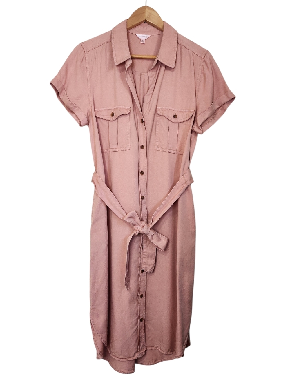 Teddi Rose 100% Tencel Button Down Midi Dress Terra Cotta Pink Womens Medium